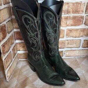 Green Leather Lizard Dan Post Vintage